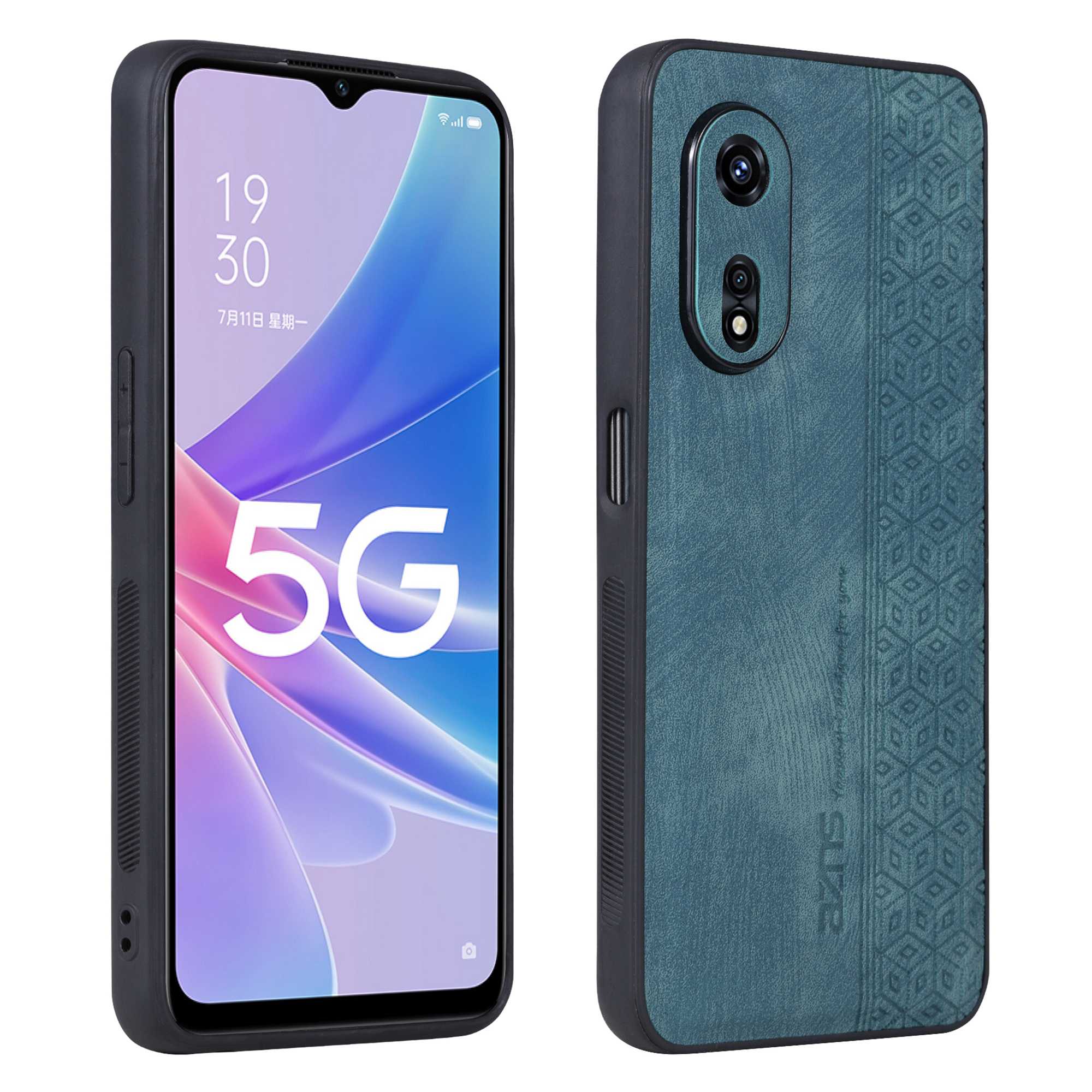 

AZNS Anti-scratch-handy-hülle Für Oppo A97 5G, Gedrucktes Muster Pu-lederbeschichteter Tpu-schutzschutz - Grün, Oppo A97 5G
