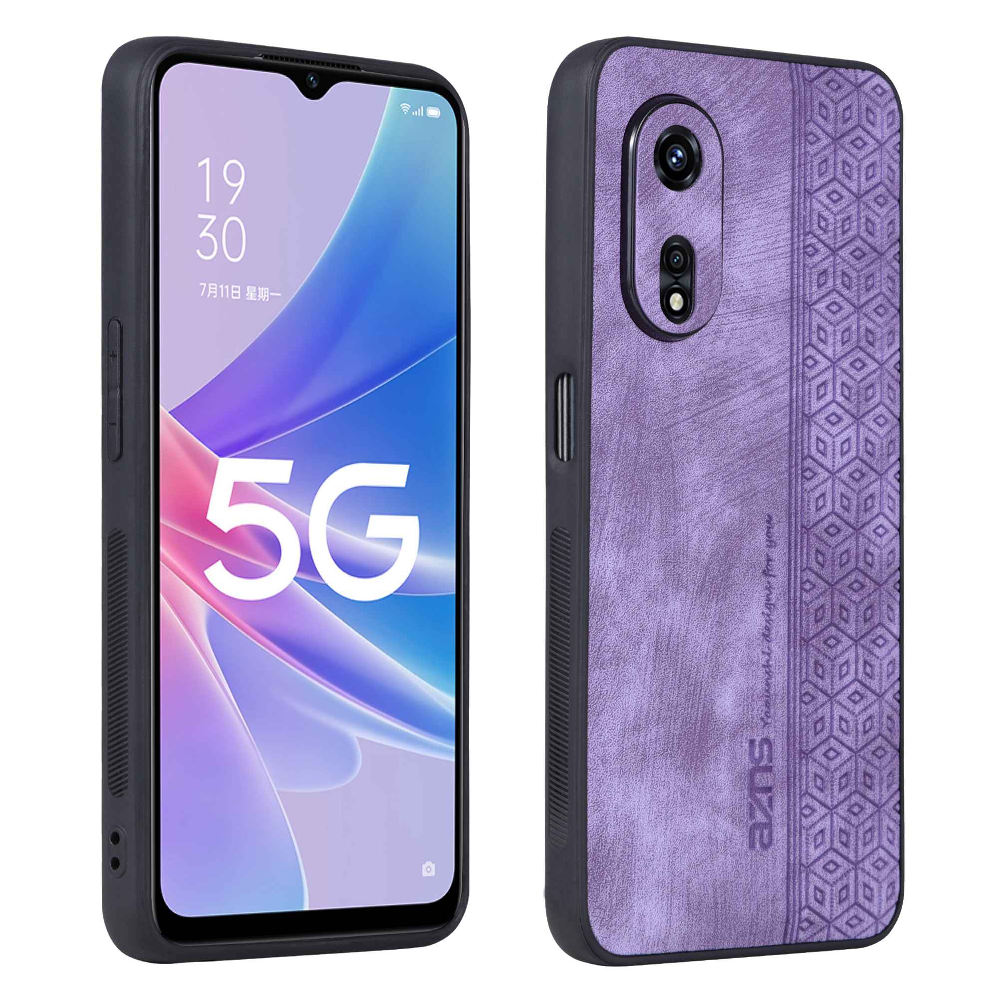 

AZNS Anti-scratch-handy-hülle Für Oppo A97 5G, Gedrucktes Muster Pu-lederbeschichteter Tpu-schutzschutz - Violett, Oppo A97 5G