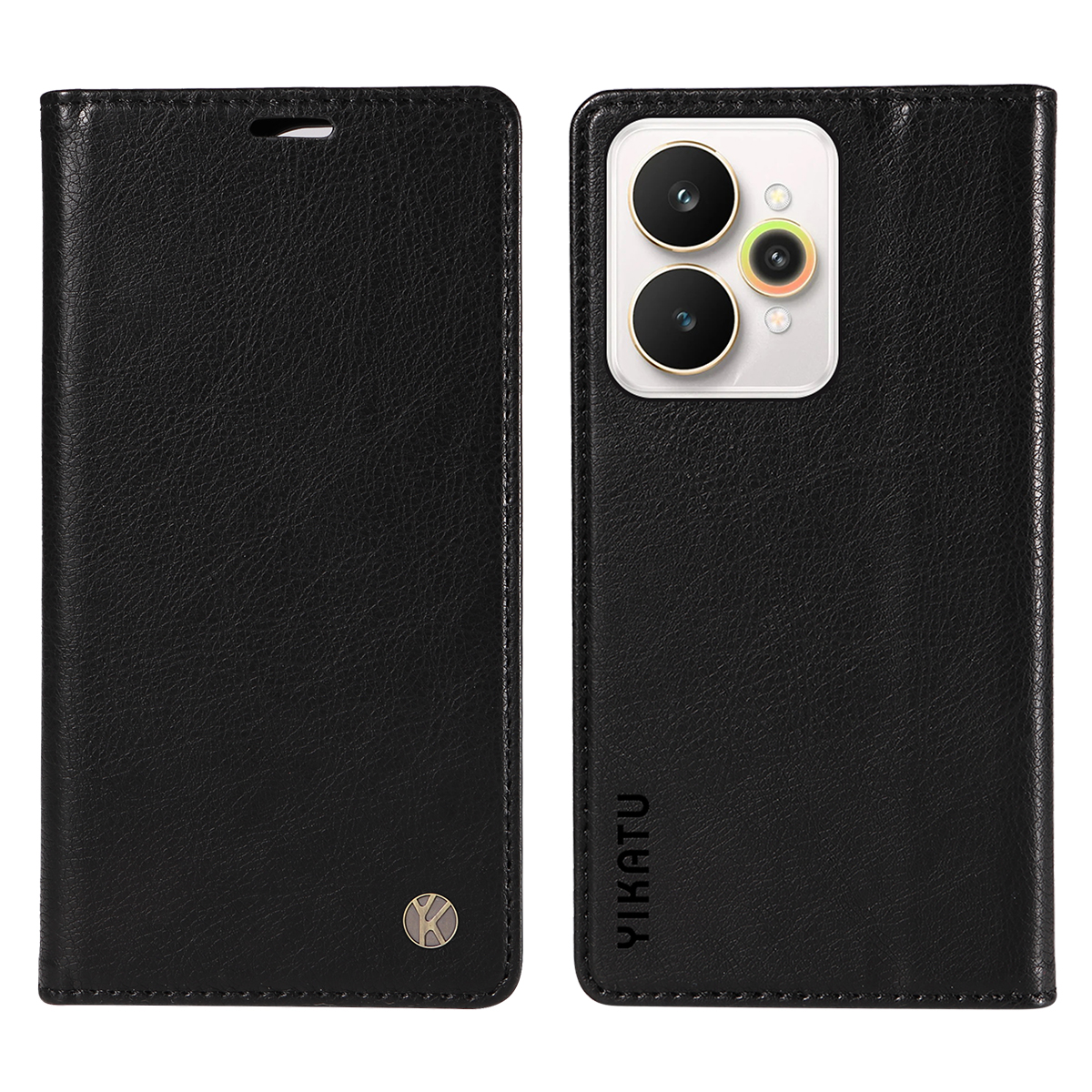 YIKATU For Realme 15 Pro 5G / Realme 15 5G Wallet Case  YK-006 Magnetic Closure Leather Phone Cover Litchi Texture - Black