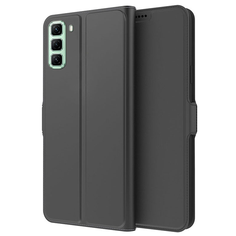 For Infinix Hot 60 Pro+ 4G Case Shockproof TPU Inner Shell Leather Phone Cover Card Slot - Black