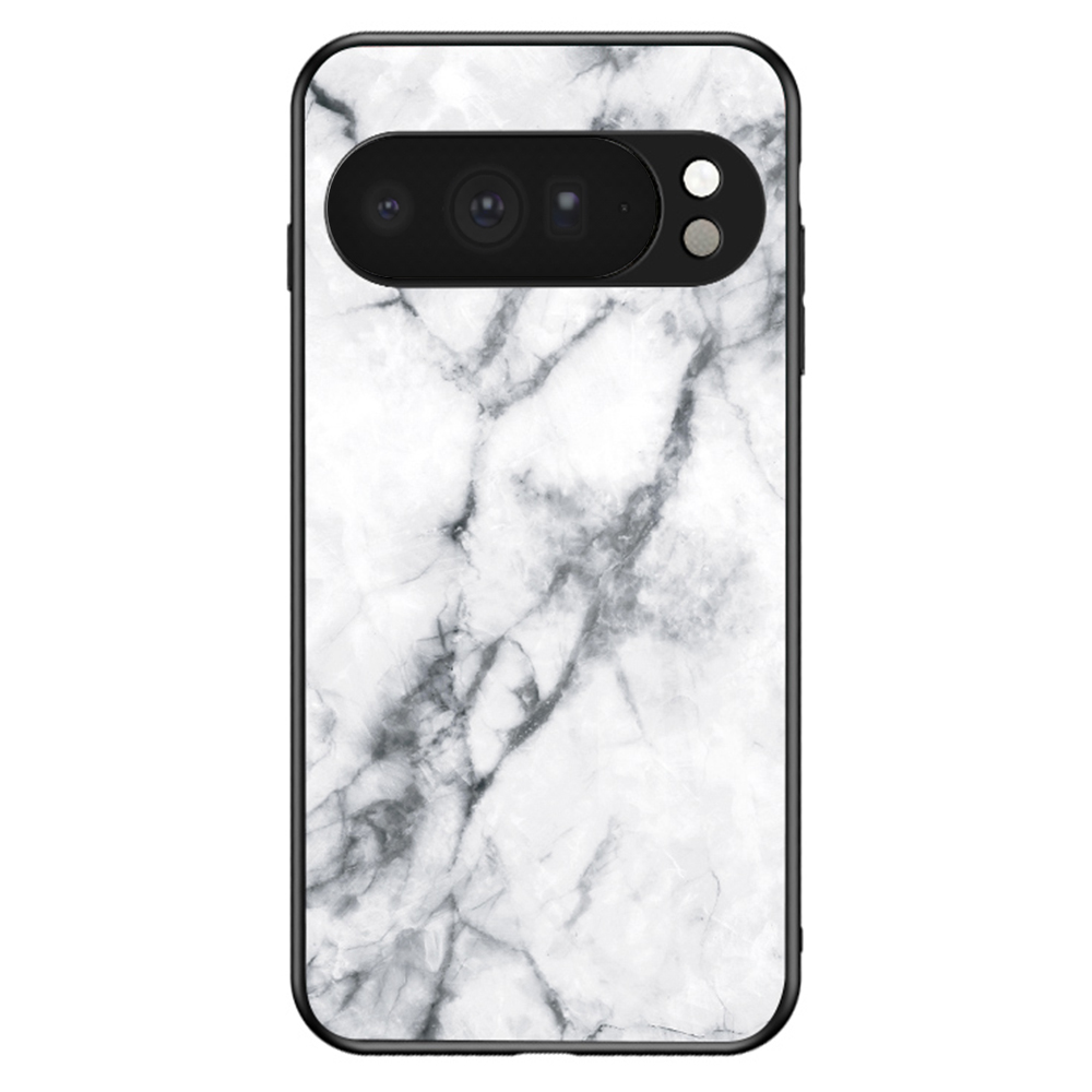 For Google Pixel 10 Pro XL Case Marble Pattern Tempered Glass + PC + TPU Protective Phone Cover - White Marble
