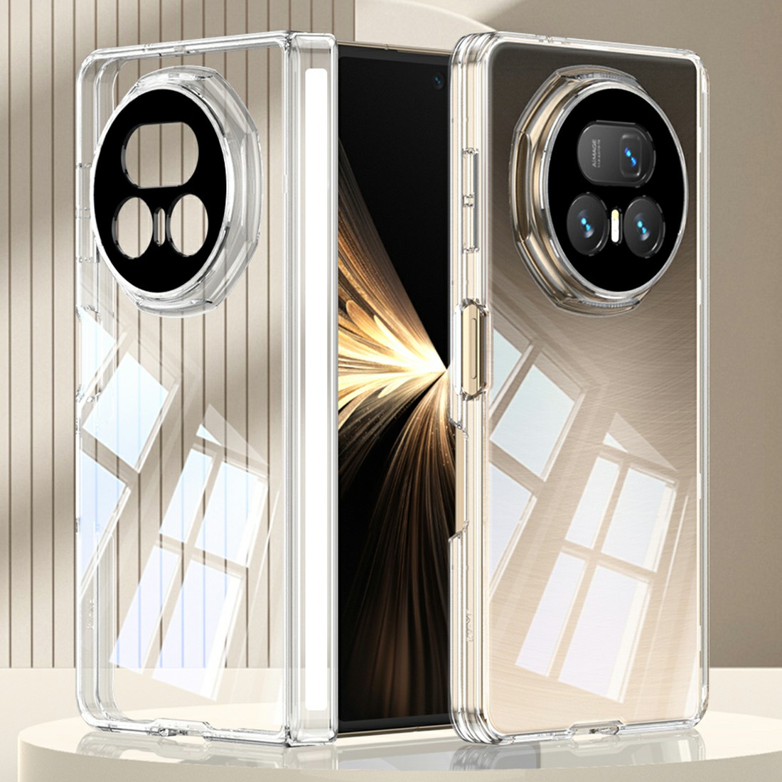 GKK For Honor Magic V5 5G Case Magnetic Hinge Design Clear TPU Phone Cover - Transparent