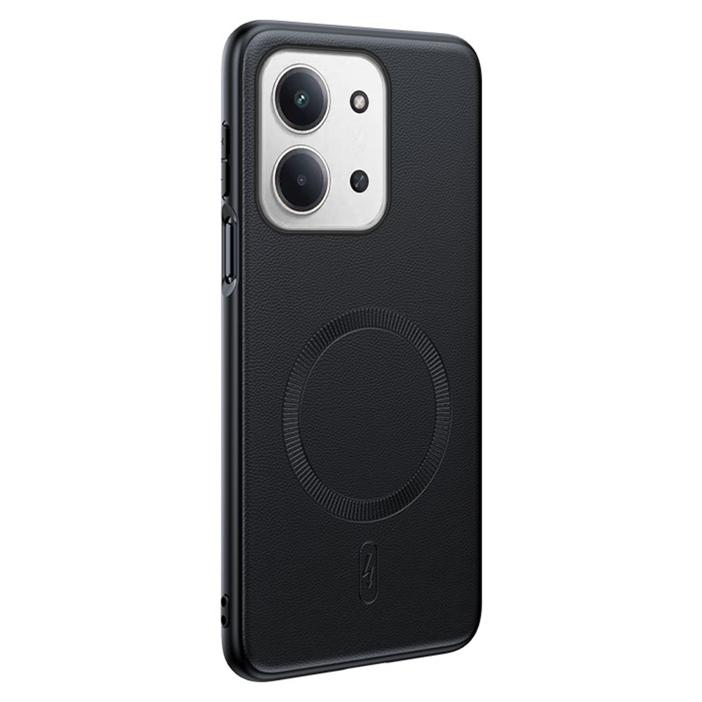 For Xiaomi Redmi 15C 4G (Global) (171mm) / Poco C85 4G (171mm) Magnetic Case Magnetic Case Leather Coated TPU + PC Phone Cover - Black