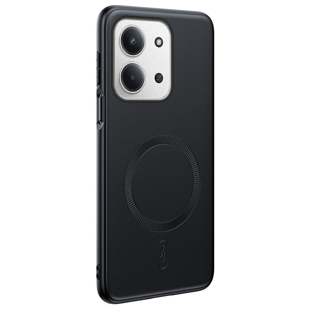 For Xiaomi Redmi 15R 5G Magnetic Case Magnetic Case Leather Coated TPU + PC Phone Cover - Black