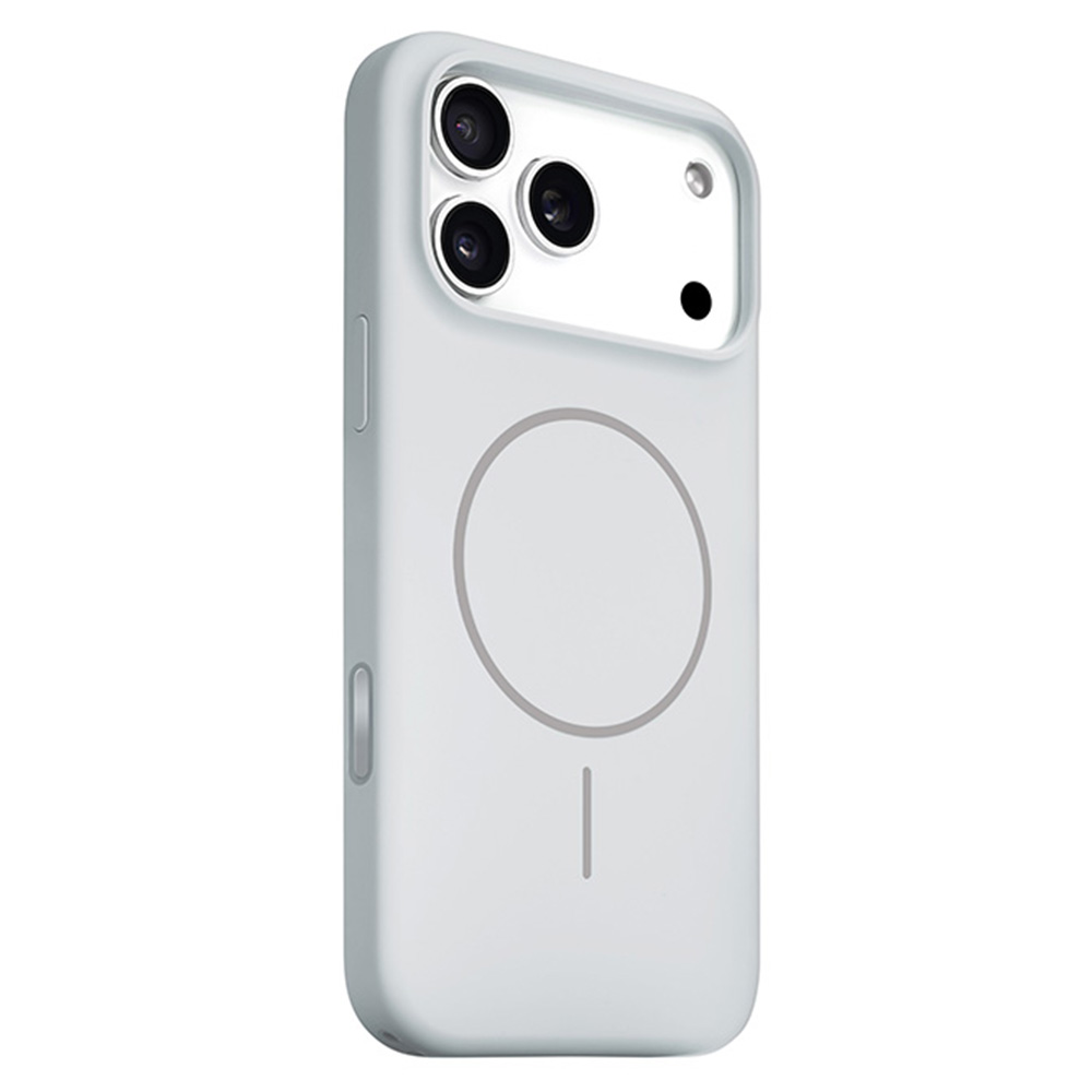 For iPhone 17 Pro Max Liquid Silicone Case Compatible with MagSafe Phone Cover with Lanyard Hole / AI Button - White