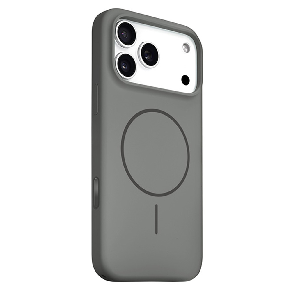 For iPhone 17 Pro Max Liquid Silicone Case Compatible with MagSafe Phone Cover with Lanyard Hole / AI Button - Grey
