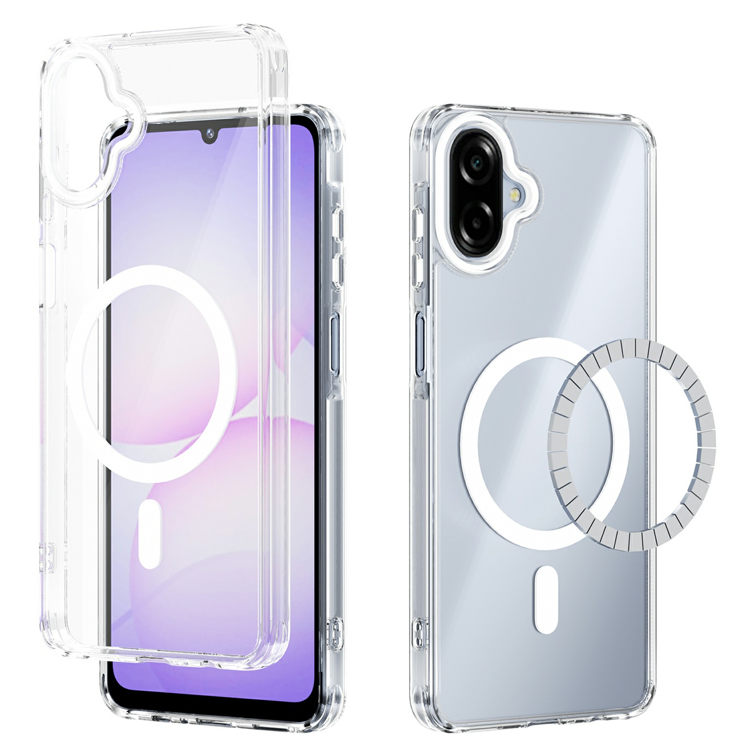 ABEEL For Samsung Galaxy A07 5G / A07 4G Magnetic Case Anti Scratch Clear TPU PC Phone Back Cover - White