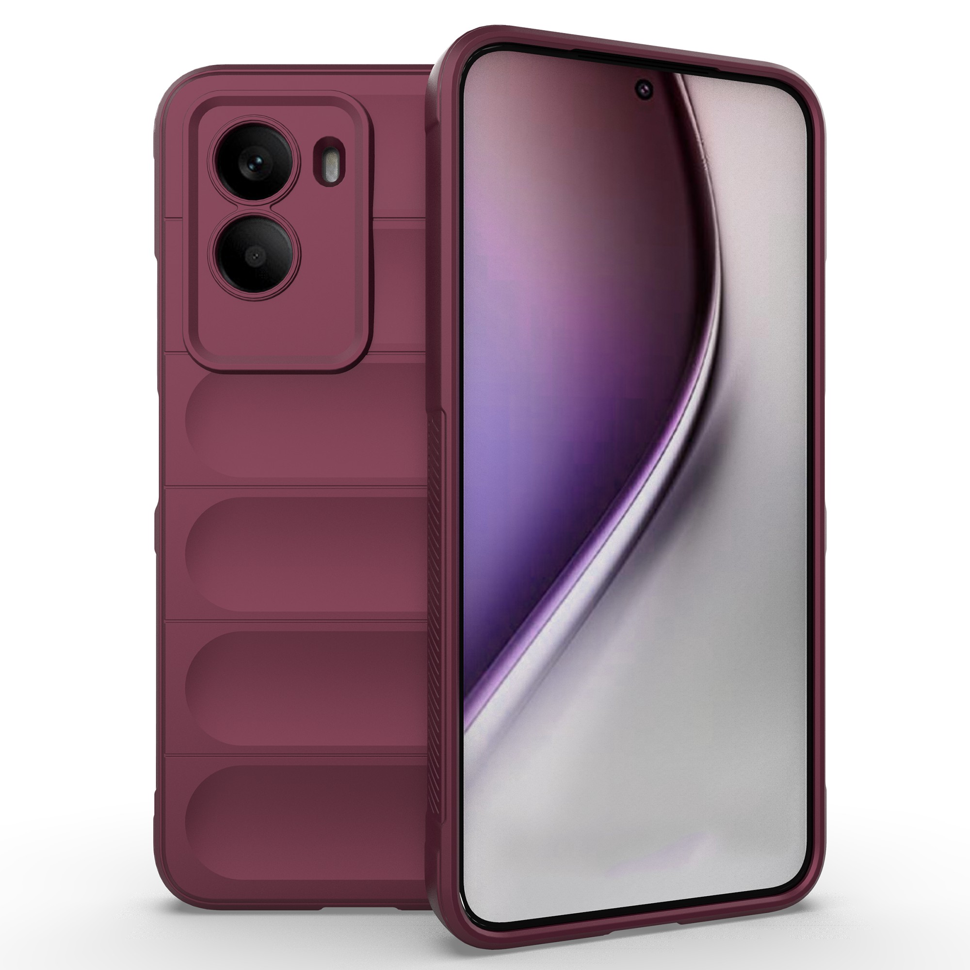 AMORUS For Xiaomi Poco M7 4G (169mm)  /  M7 Plus 5G Case Shockproof Soft TPU Rugged Phone Back Cover - Wine Red