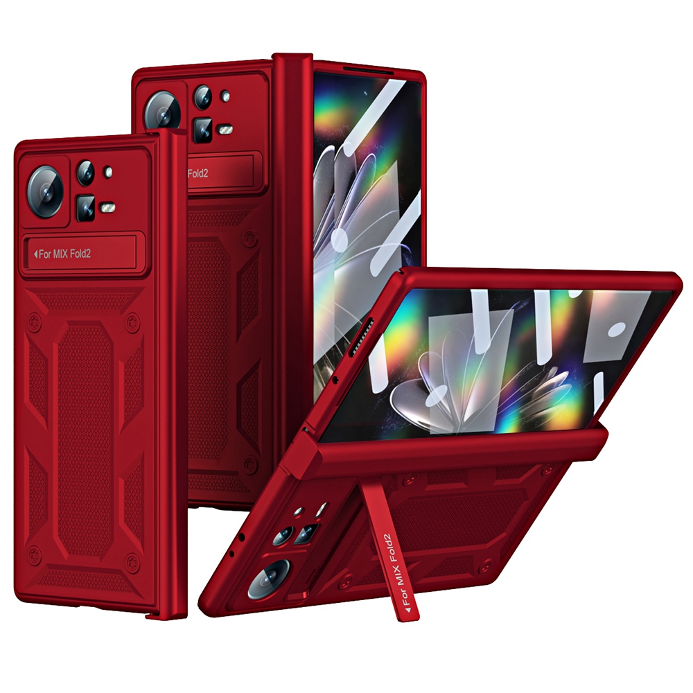 

Für Xiaomi Mix Fold 2 5G Faltphone -hülle Mit Magnetischer Scharnier -smartphone -abdeckung Mit Temperamentvollem Glasschildschutzfilm - Rot, Xiaomi Mix Fold 2 5G