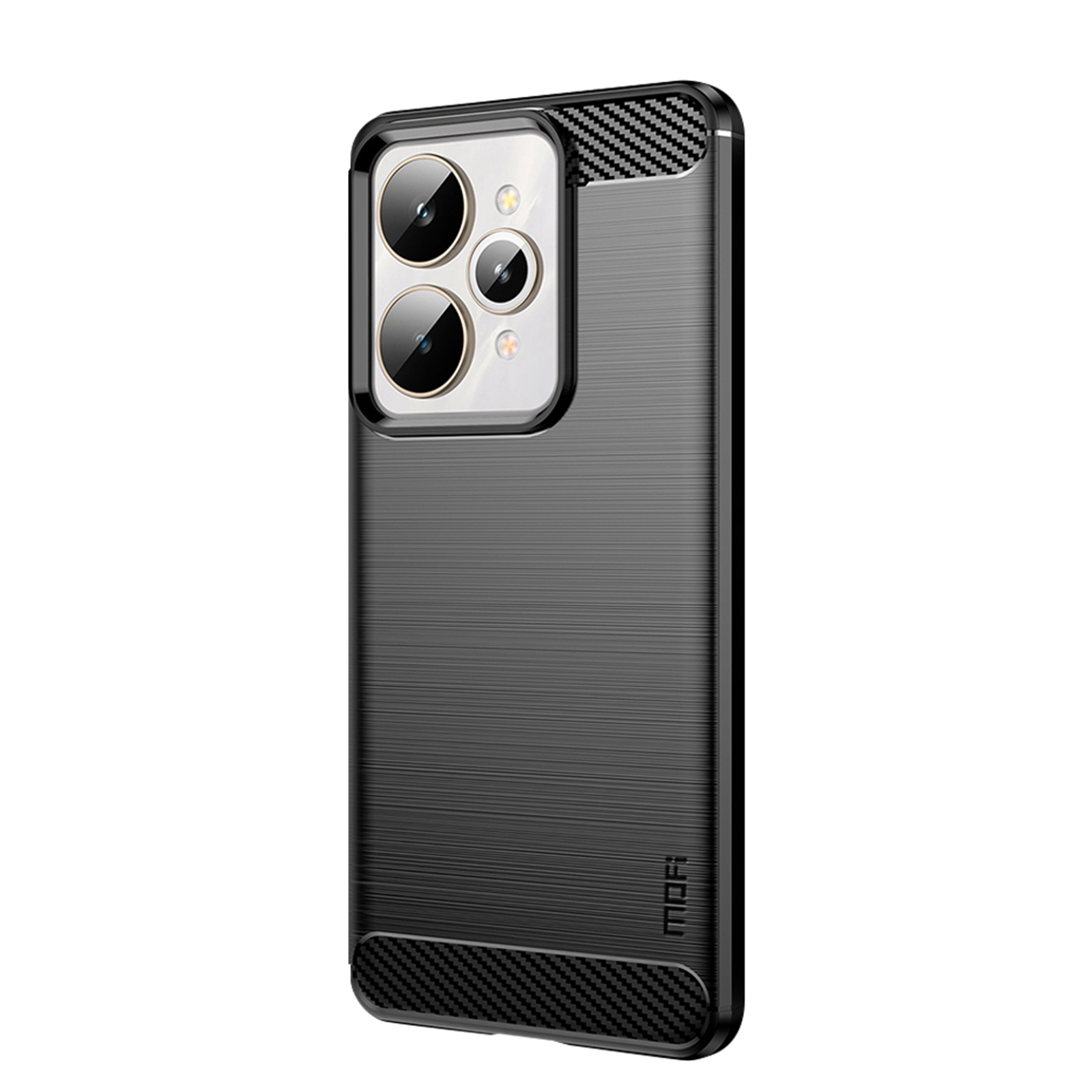 MOFI For Realme 15 Pro 5G / Realme 15 5G Back Cover  Brushed Texture Carbon Fiber Soft TPU Case - Black