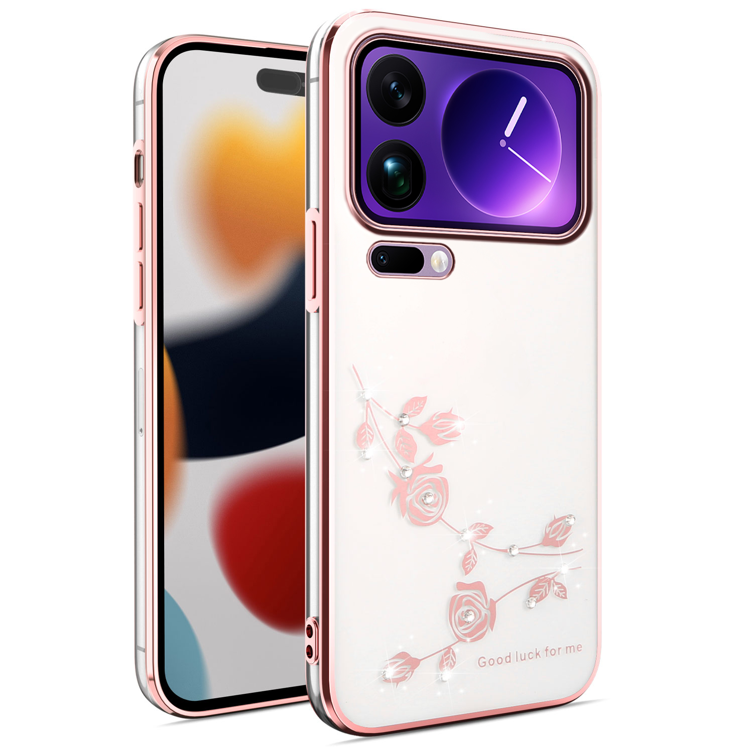 KADEM For Xiaomi 17 Pro Case Flower Rhinestone Decor TPU Phone Cover - Rose Gold