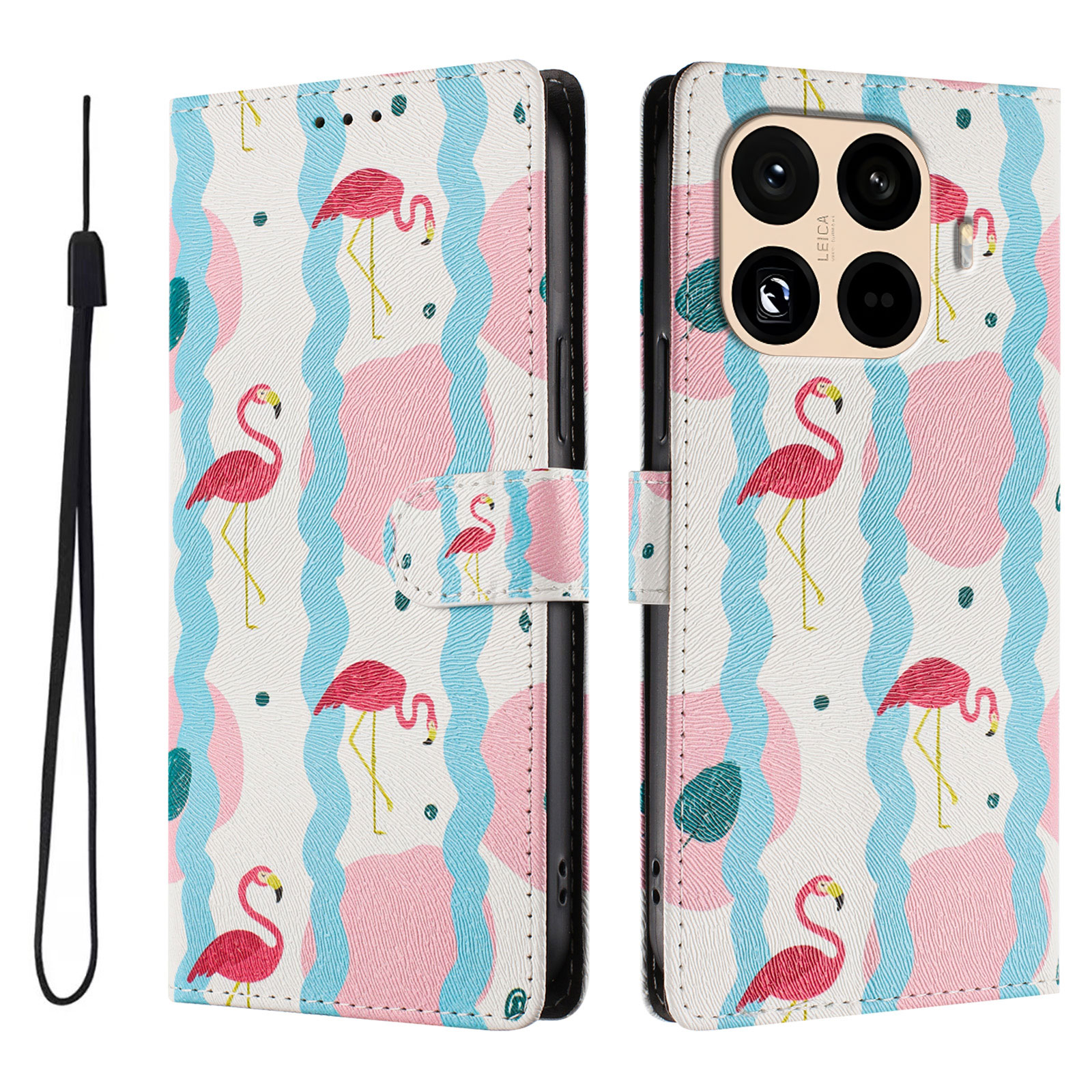 For Xiaomi 15T Pro Case Pattern Print PU Leather Wallet Phone Cover with Wrist Strap - Birds