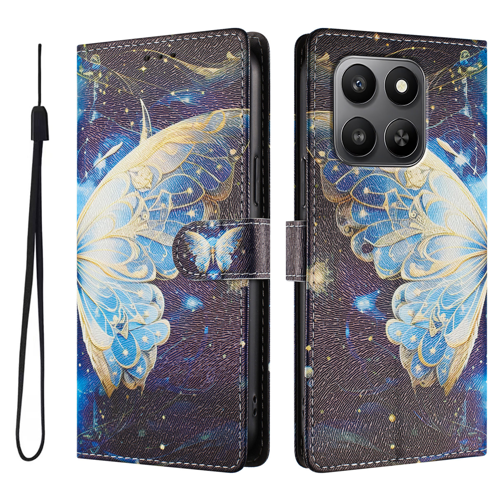 For Honor X7d 4G / Honor 400 Smart 4G / Honor X7d 5G / Honor 400 Smart 5G Case Pattern Print PU Leather Wallet Phone Cover with Wrist Strap - Big Butt