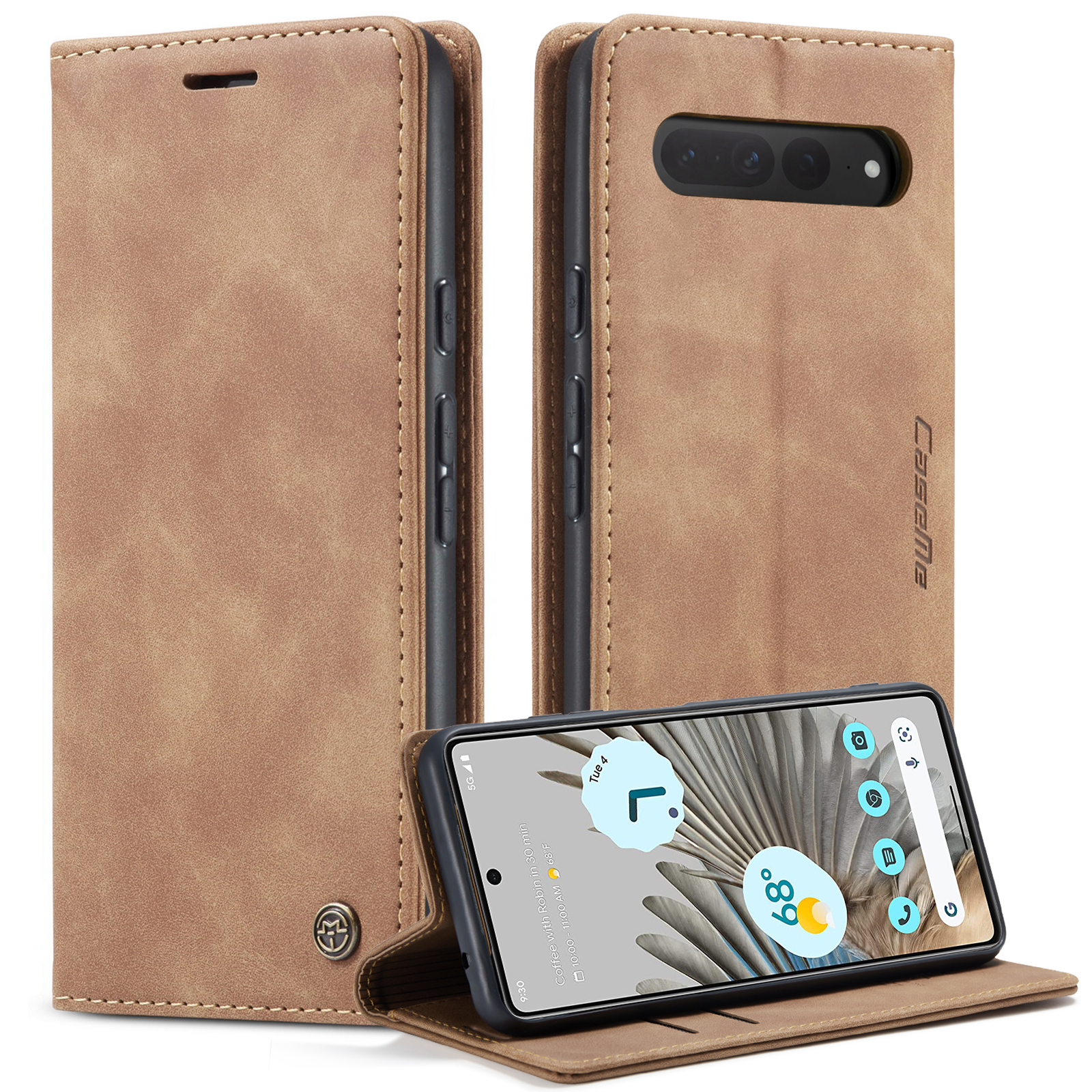 

Caseme 013-serie Für Google Pixel 7 Pro 5G Full Protection Phone Hülle PU Leder Flip Wallet Wallet Ständer Magnetische Automatische Absorbemanerschale - Braun, Google Pixel 7 Pro 5G