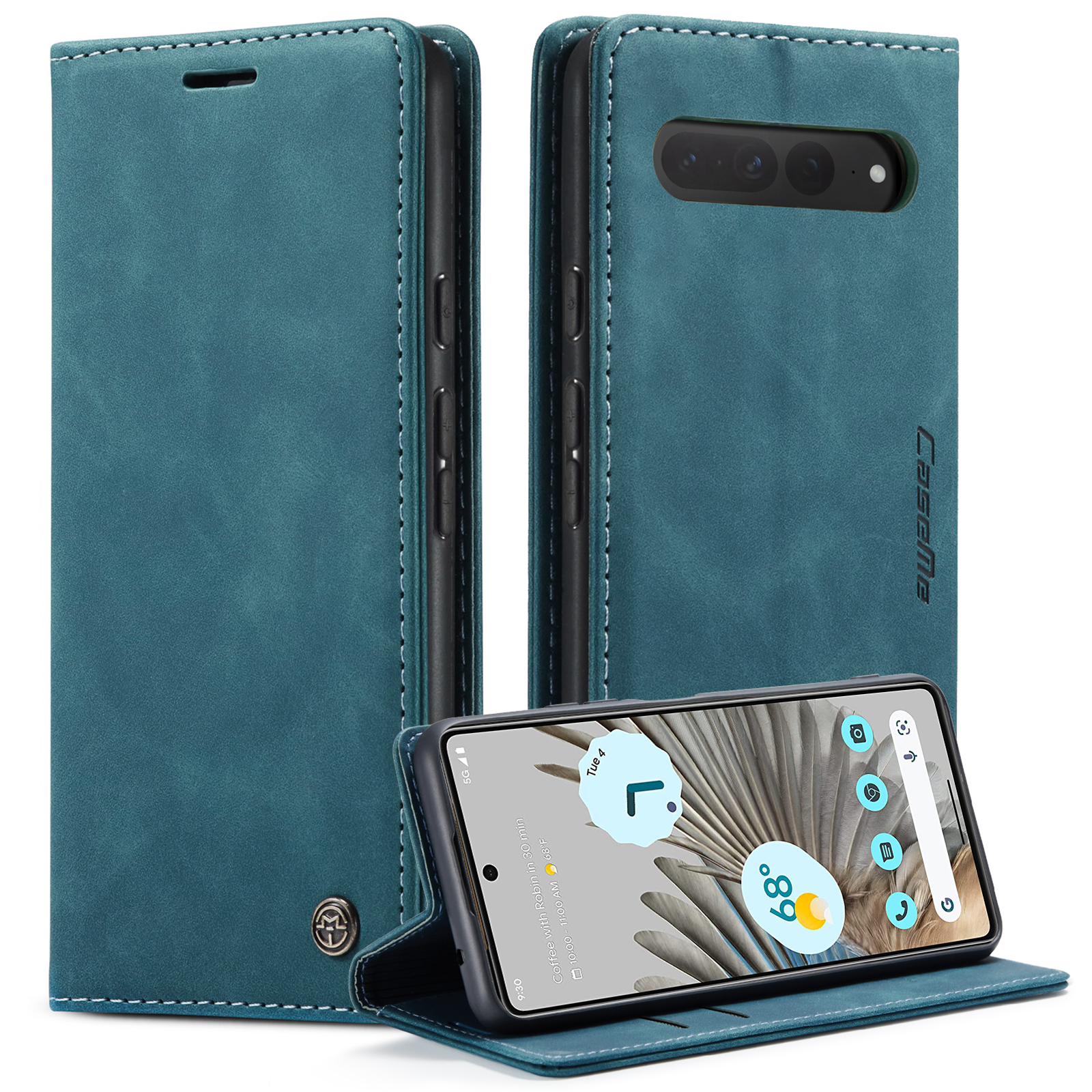 

Caseme 013-serie Für Google Pixel 7 Pro 5G Full Protection Phone Hülle PU Leder Flip Wallet Wallet Ständer Magnetische Automatische Absorbemanerschale - Blau, Google Pixel 7 Pro 5G