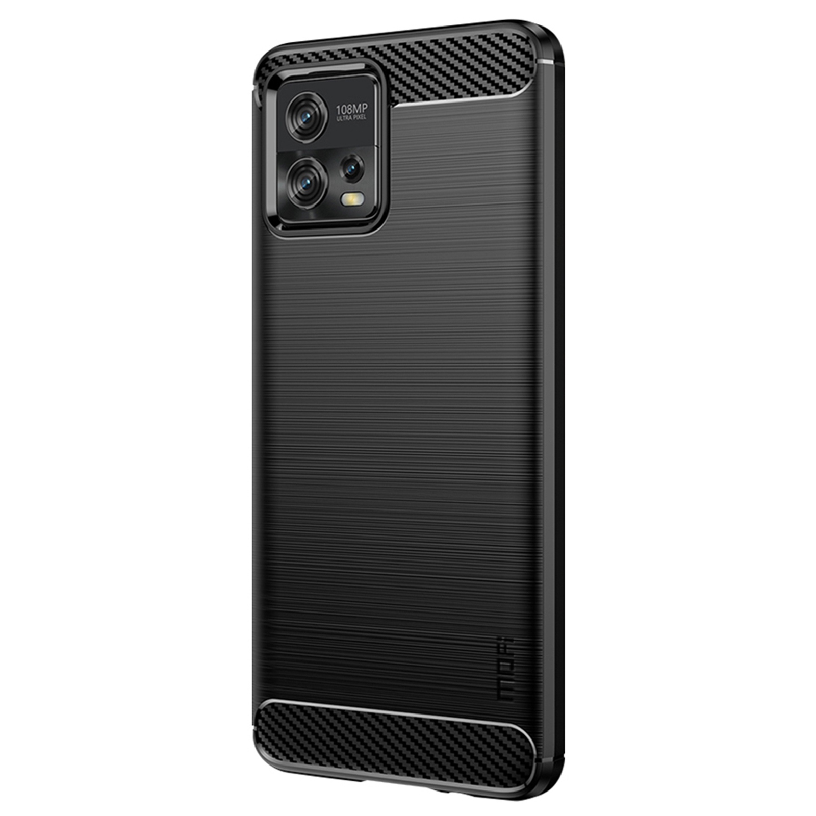 

MOFI JK TPU Serie-1 Für Motorola Moto G72 4G Gebürstetes Telefon Abdeckungsabdeckung Kohlefaser Textur Drop-sof-tpu-schutzmobiltitel - Schwarz, Motorola Moto G72 4G