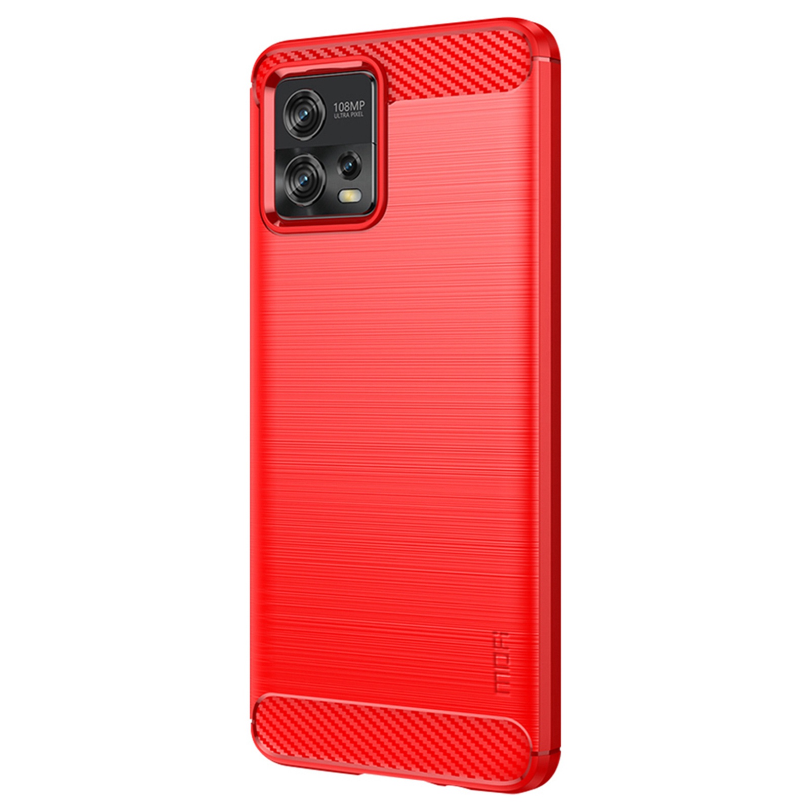 

MOFI JK TPU Serie-1 Für Motorola Moto G72 4G Gebürstetes Telefon Abdeckungsabdeckung Kohlefaser Textur Drop-sof-tpu-schutzmobiltitel - Rot, Motorola Moto G72 4G