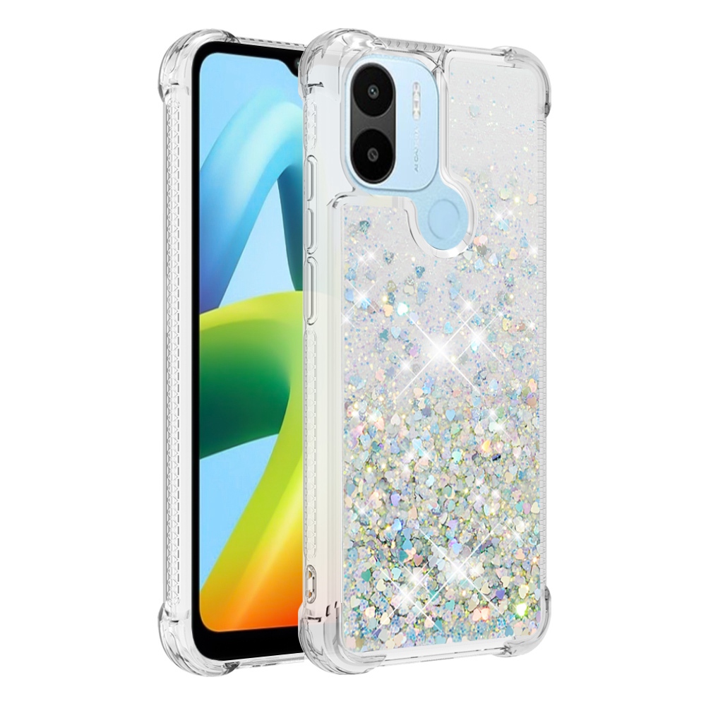 

Anti-kratzer-telefonabdeckung Für Xiaomi Redmi A1 4G / A1+ 4G YB Ticksand Series-1 Flüssigschwimmgas-glitzer-pailletten Tpu-telefonhülle - Silber- / Herzen, Xiaomi Redmi A2 4G