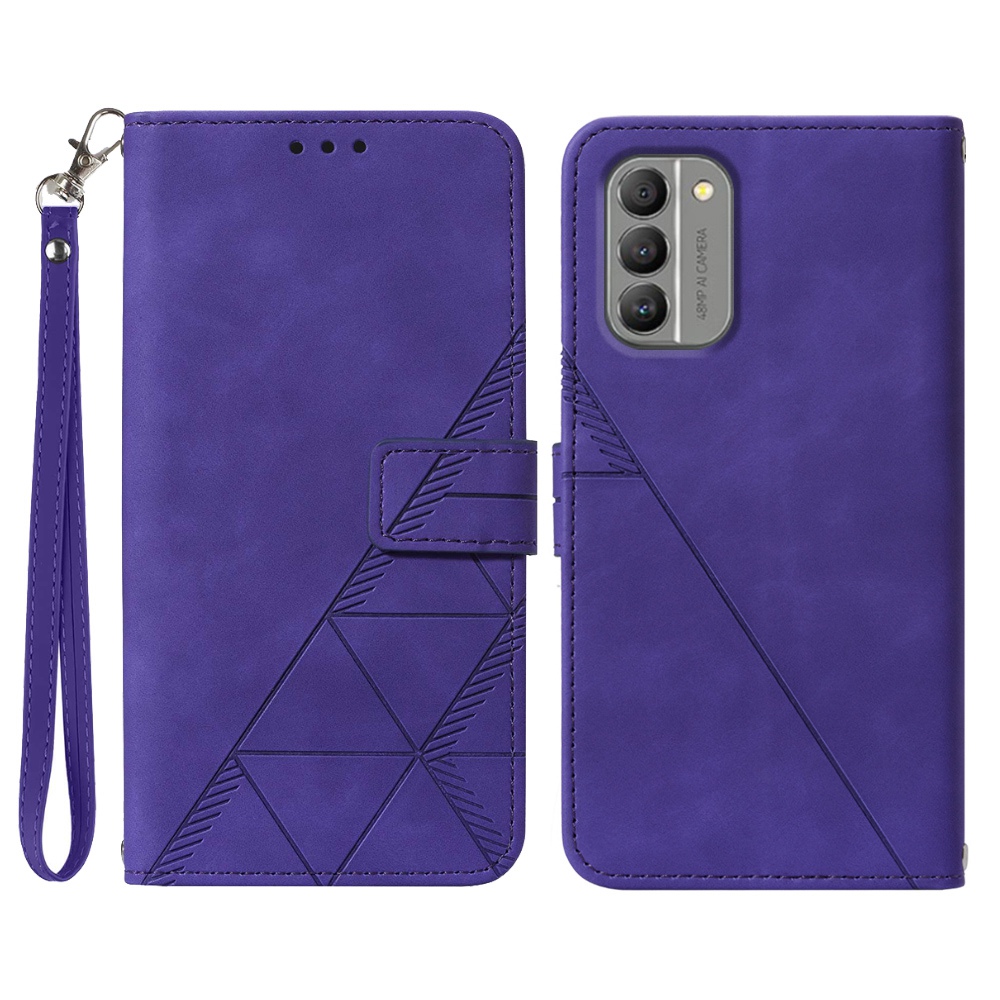

Yb-spreng-serie-1-brieftaschenhülle Für Nokia G400 5G Eingeprägte Linien PU Lederstand Hülle Business Protective Cover Mit Handgurt - Violett, Nokia G400 5G