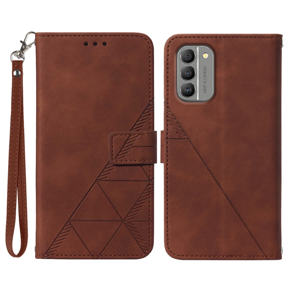 

Yb-spreng-serie-1-brieftaschenhülle Für Nokia G400 5G Eingeprägte Linien PU Lederstand Hülle Business Protective Cover Mit Handgurt - Braun, Nokia G400 5G