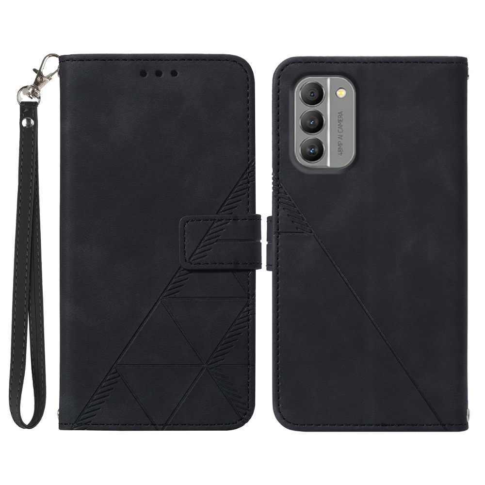 

Yb-spreng-serie-1-brieftaschenhülle Für Nokia G400 5G Eingeprägte Linien PU Lederstand Hülle Business Protective Cover Mit Handgurt - Schwarz, Nokia G400 5G