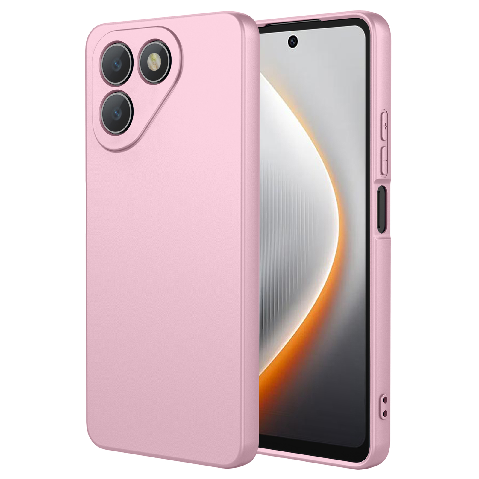 For TECNO Pova 7 4G Case Liquid Silicone Feel Soft TPU Protective Phone Cover - Pink