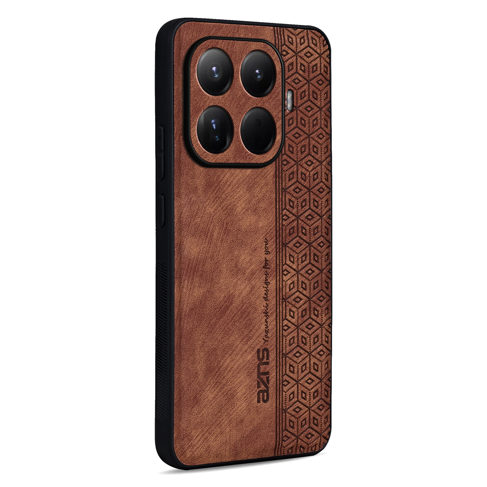 AZNS For Xiaomi 15T Pro Case Protective PU Leather Covered TPU Phone Shell - Brown