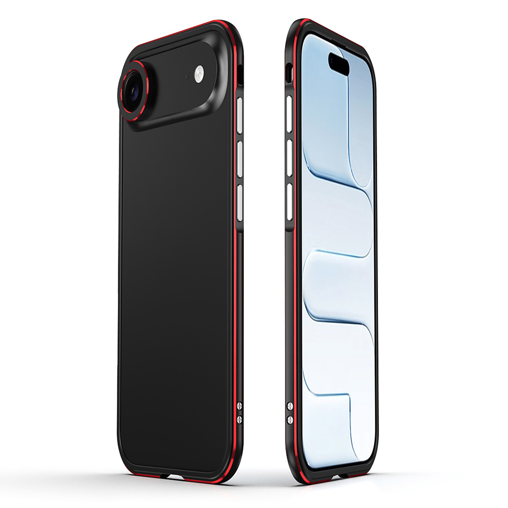 For iPhone Air Bumper Case No-Back Phone Frame Cover with Lens Protection - Black / Red