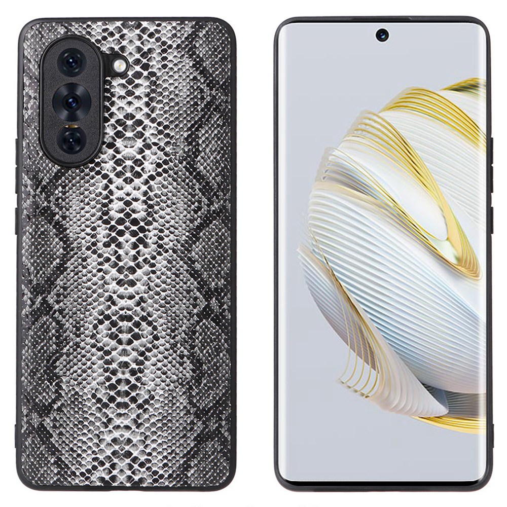 

Für Huawei Nova 10 4G Fingerabdruckfestes Hülle PU Leder Beschichtetes PC + TPU Frame Protective Telefonabdeckung - Schlangenstruktur, Huawei nova 10 4G
