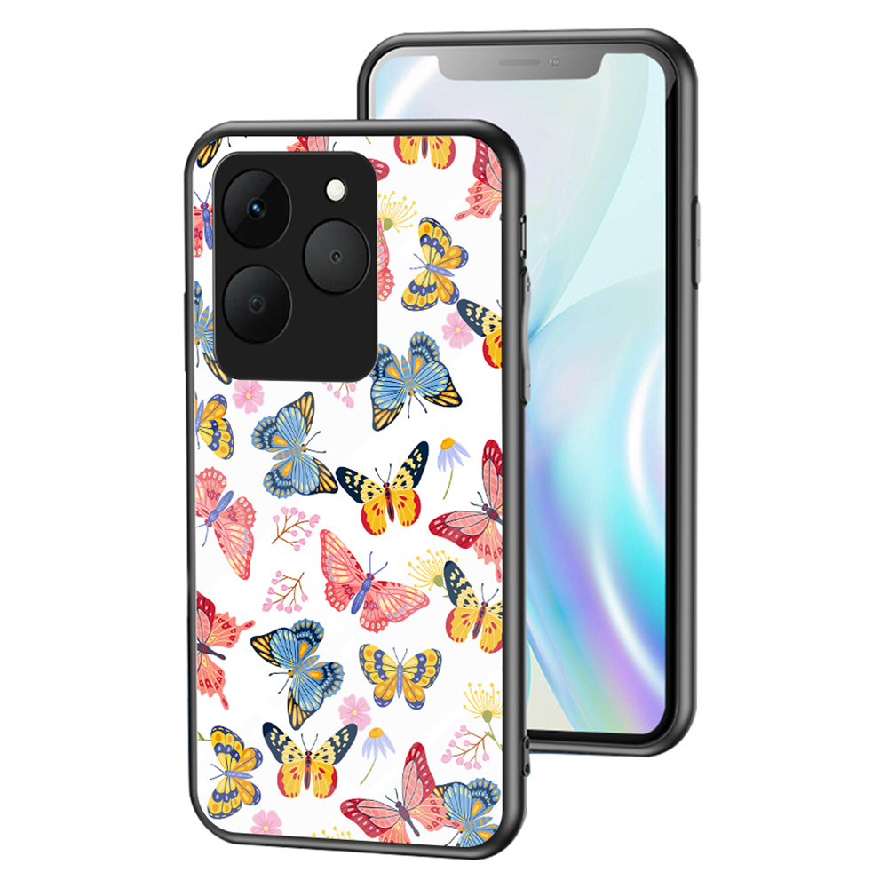 For Realme 15T 5G Case Butterfly Pattern TPU + Tempered Glass Protective Phone Cover - Colorful Butterfly