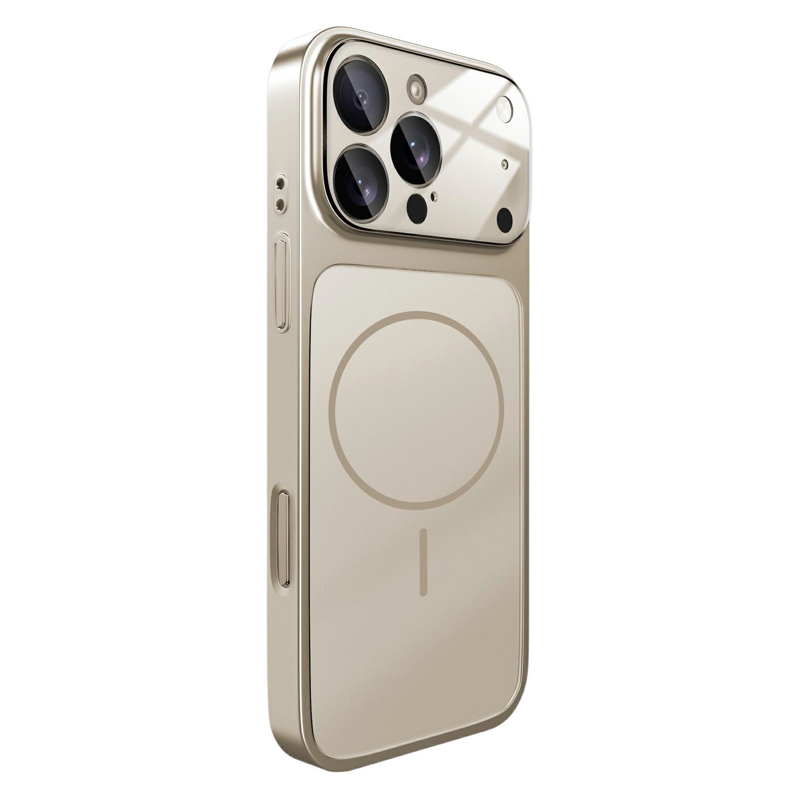 For iPhone 17 Pro Magnetic Case Ultra Thin PC Phone Cover with Matte Corning Gorilla Glass Lens Protector - Titanium Grey