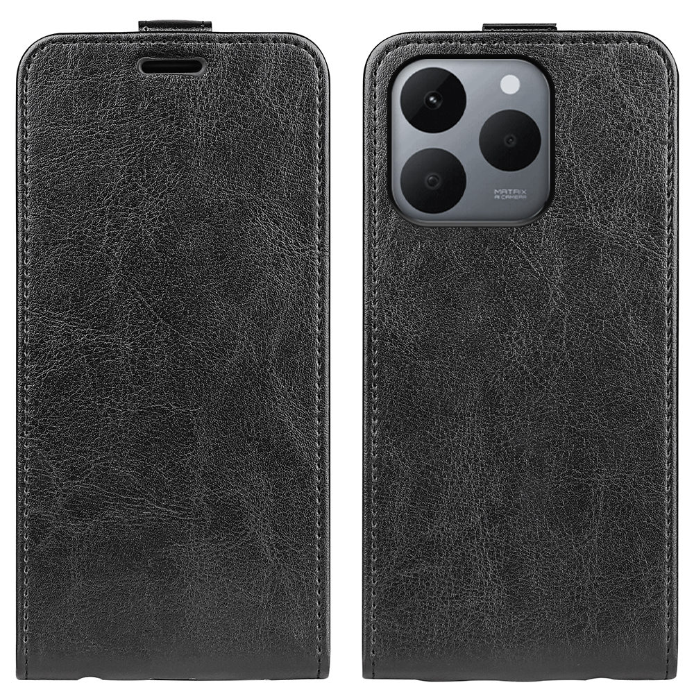For Realme 15T 5G Case with Card Slots Vertical Flip Leather Phone Cover -  Black