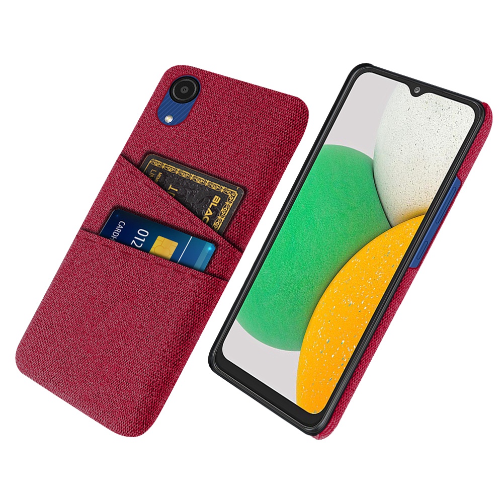 

For Samsung Galaxy A23e Anti-scratch Cloth Texture Phone Case Dual Card Slots PC Protective Back Cover - Red, Galaxy A23e