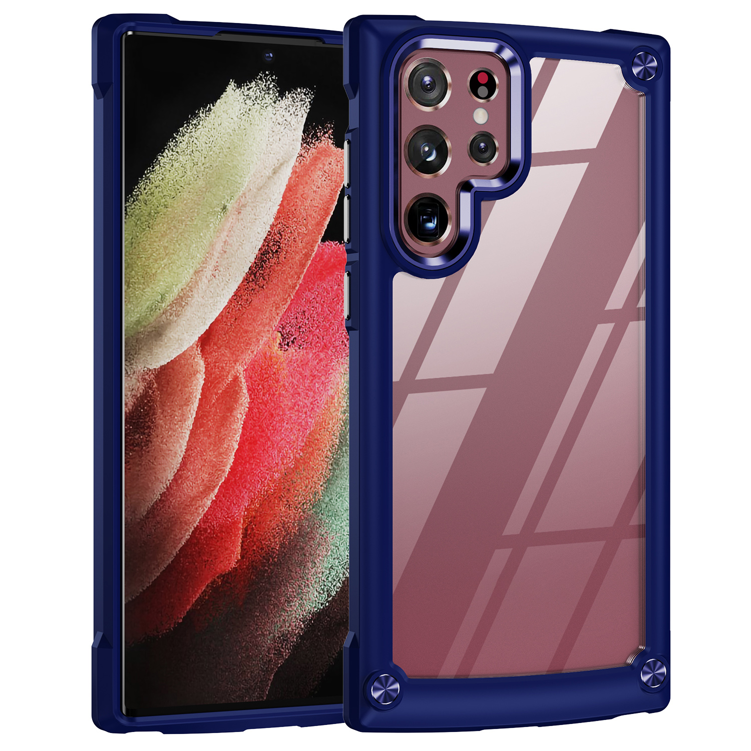 

For Samsung Galaxy S23 Ultra PC + TPU Drop-proof Cover Electroplating Smartphone Protective Back Case - Blue, Galaxy S23 Ultra
