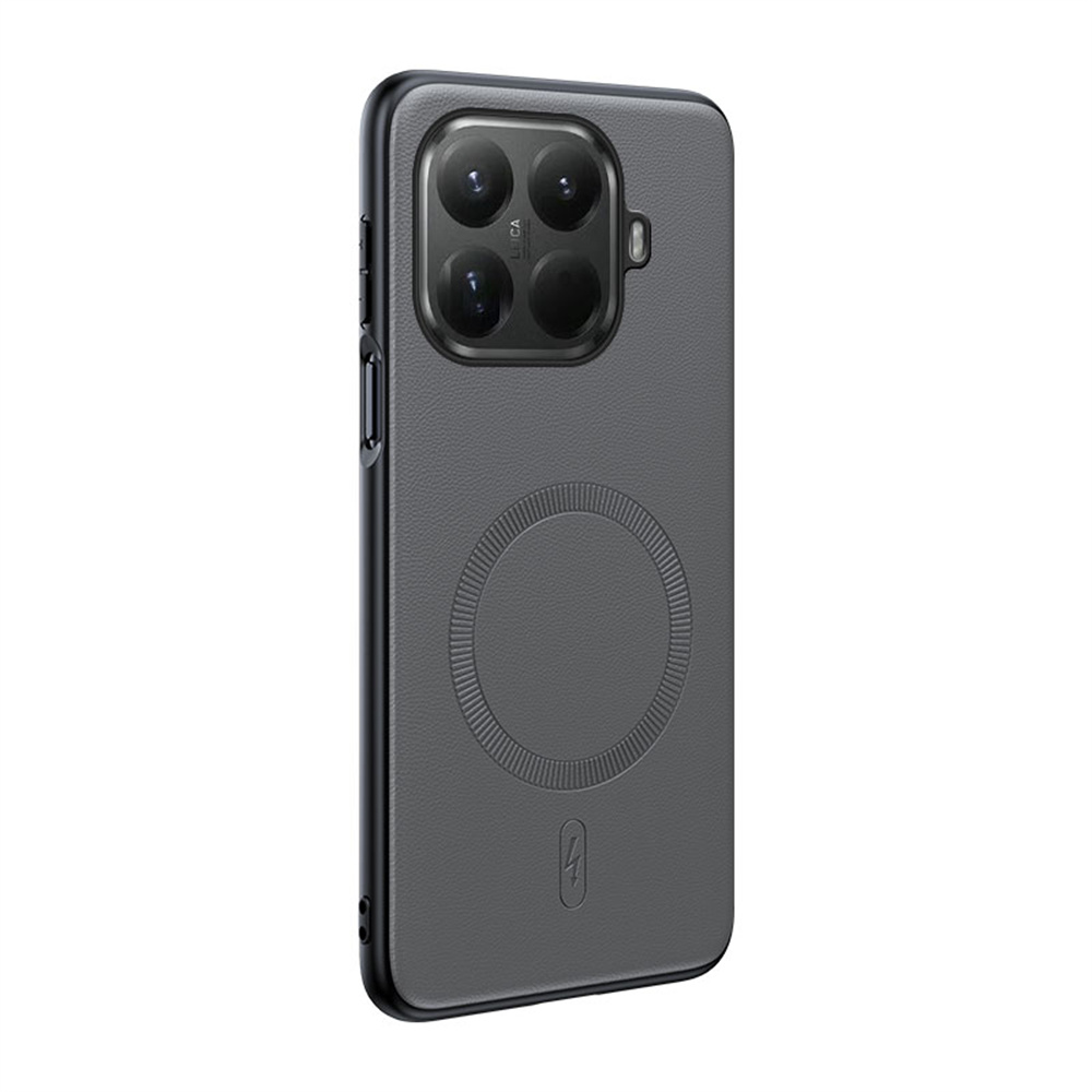 For Xiaomi 15T Pro Magnetic Case Magnetic Case Leather Coated TPU + PC Phone Cover - Grey