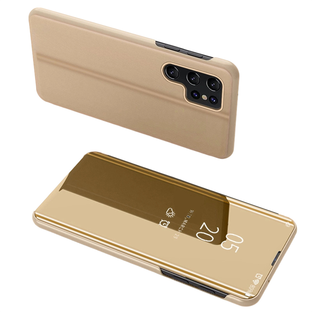 For Samsung Galaxy S26 Ultra Case View Window Stand Leather Flip Phone Cover - Gold