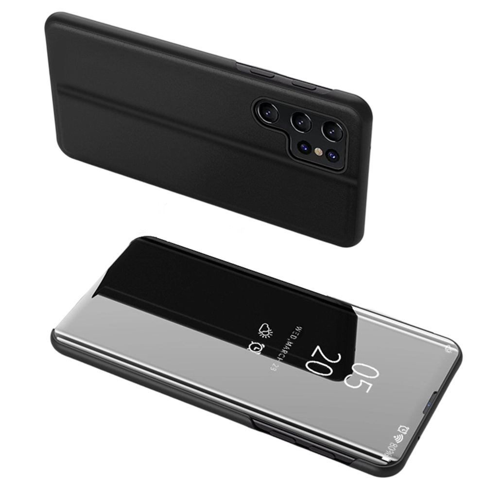 For Samsung Galaxy S26 Ultra Case View Window Stand Leather Flip Phone Cover - Black