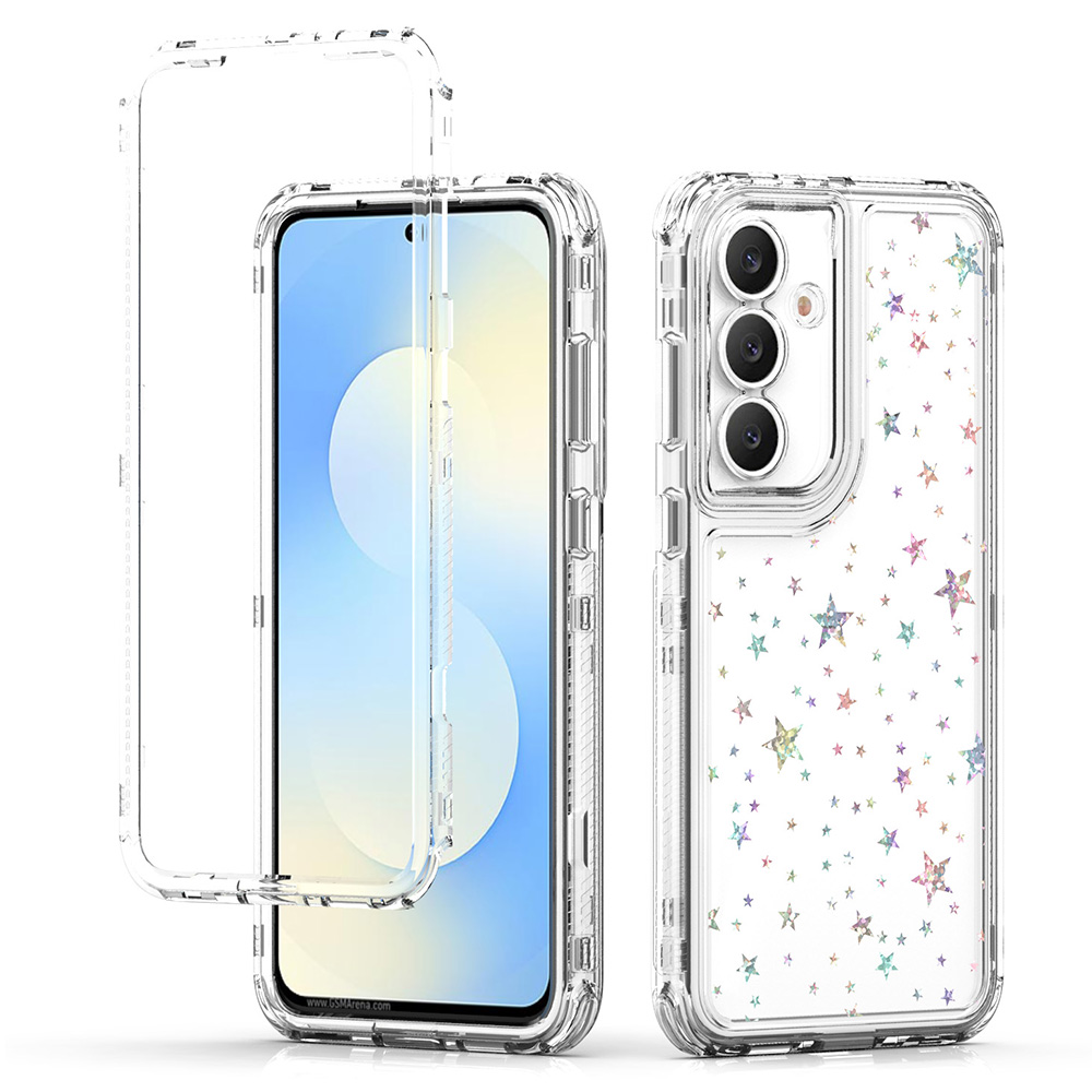 For Samsung Galaxy S25 FE Case Precise Cutouts Acrylic TPU Clear Phone Cover with Laser-printed Film - Stars