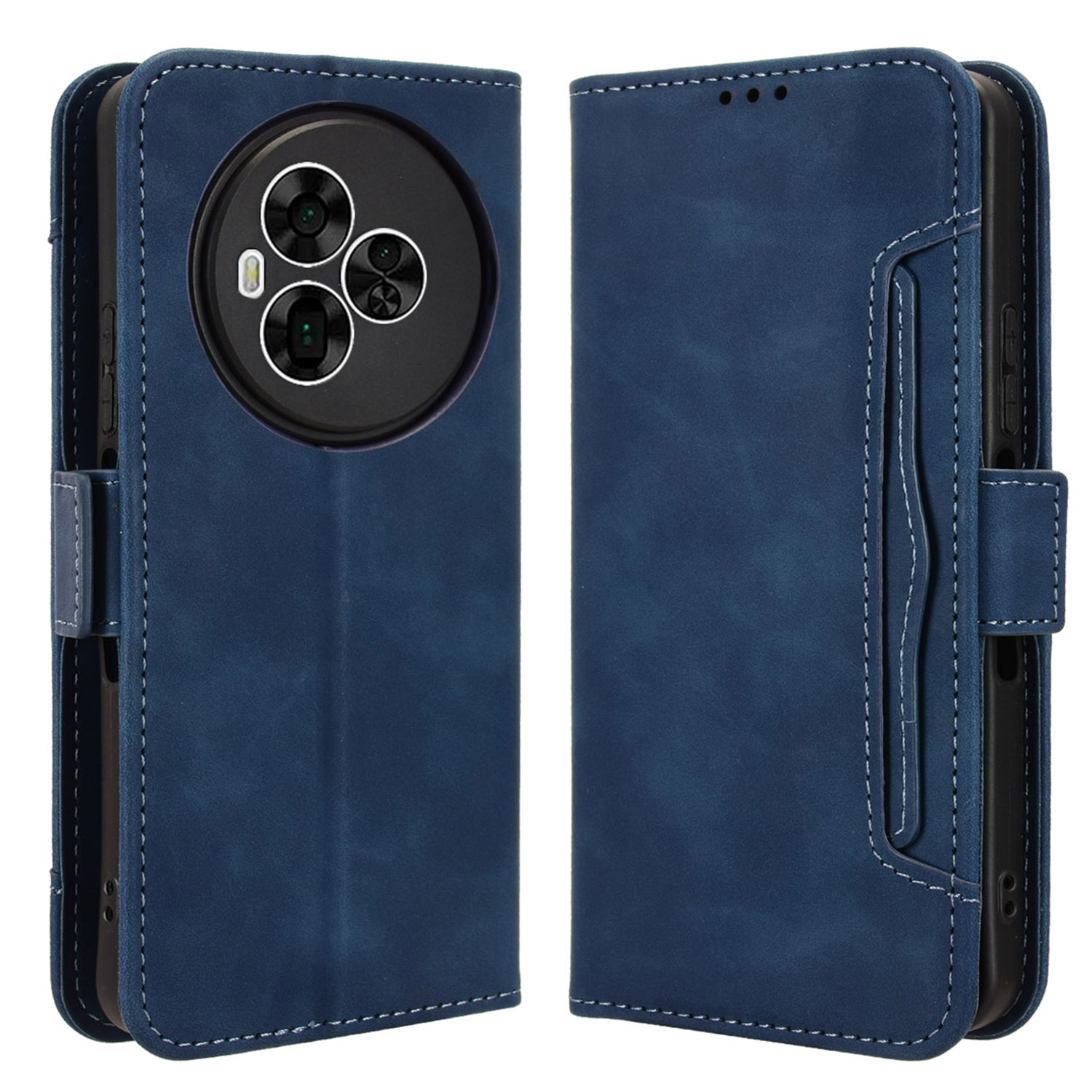 For TCL NxtPaper 60 Ultra 5G Leather Case Phone Wallet Cover with Multiple Card Slots - Blue