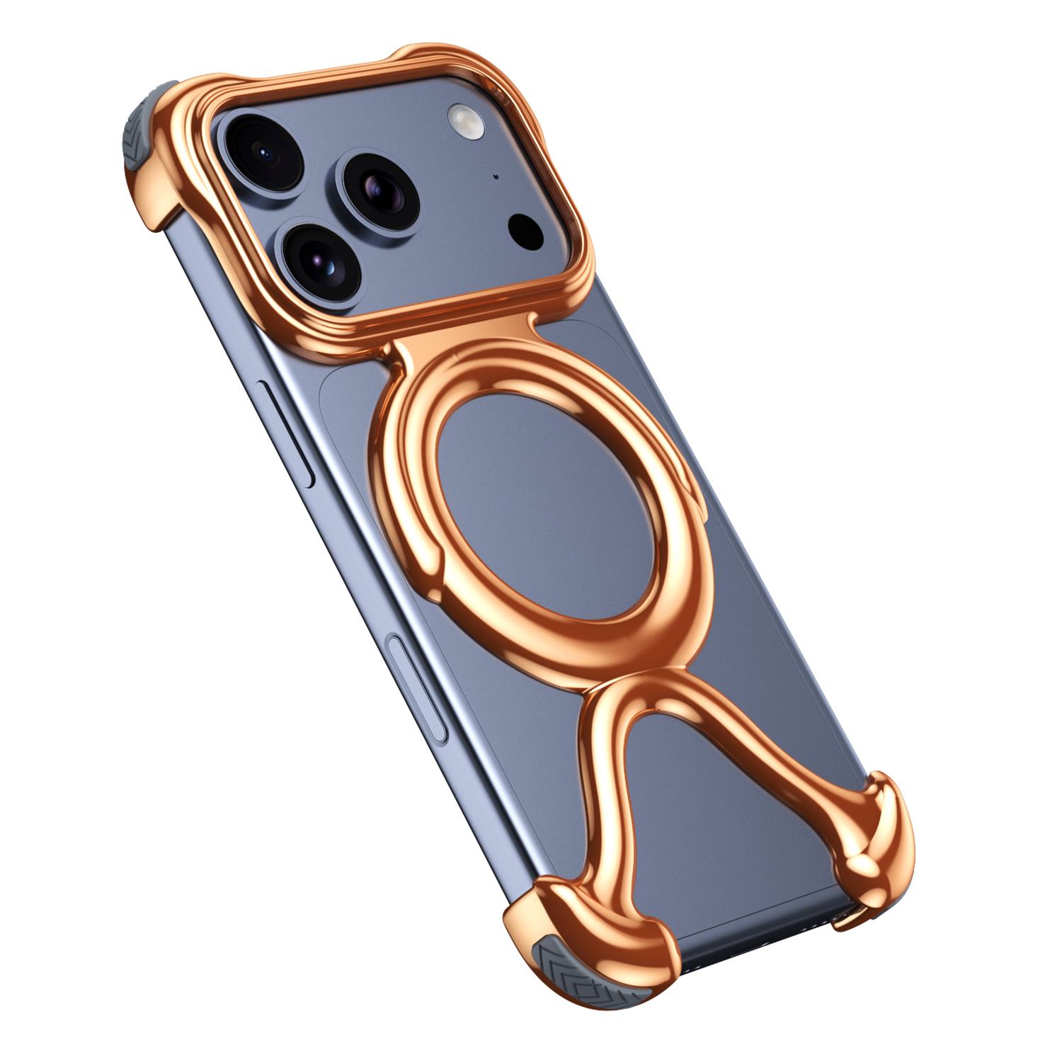 For iPhone 17 Pro Bumper Case Hard PC Magnetic Phone Cover Hollow Out Heat Dissipation - Orange