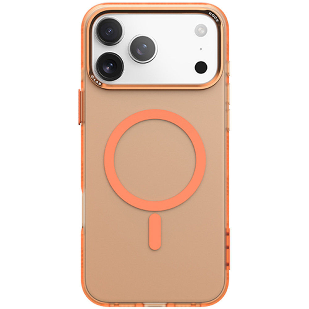 ROCK For iPhone 17 Pro Case Compatible with MagSafe Metal Lens Frame TPU + PC Matte Phone Cover - Orange