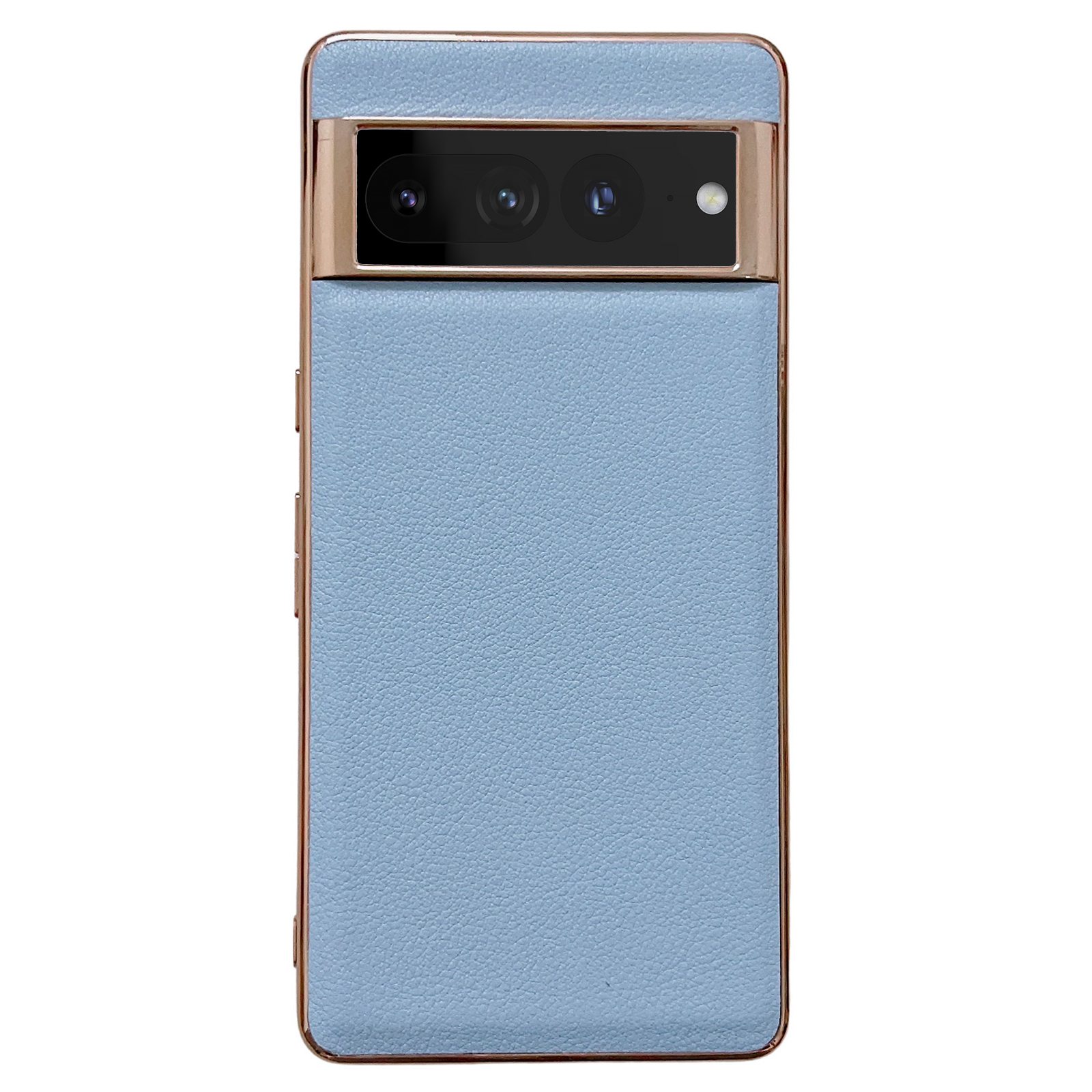 

Für Google Pixel 7 Pro 5G Nano Electroplating Protective Case Textured Echtes Cowhide -leder -schicht PC+TPU -telefon Rückzugsabdeckung - Blau, Google Pixel 7 Pro 5G