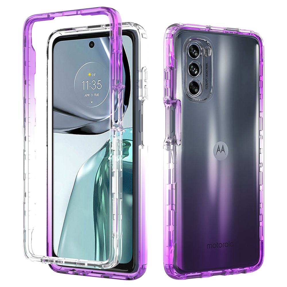 

Für Motorola Moto G62 5G Soft TPU + Hard PC 2-in-1-telefonhülle Stylish Gradient Color Transparent Cover - Gradientenviolett, Motorola Moto G62 5G