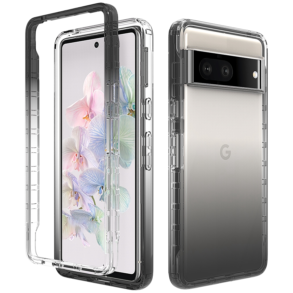 

Für Google Pixel 7 5G Stylish Gradient Color Phone Case Crystal Clear Soft TPU + Hard PC Hybrid Cover - Gradient Schwarz, Google Pixel 7 5G