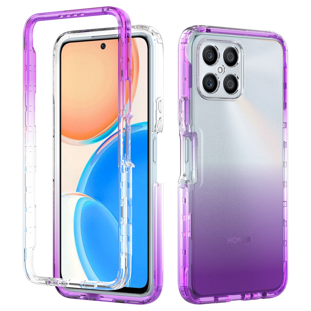 

Für Ehren X8 4G Anti-scratch 2-in-1 TPU + PC Phone Hülle Gradientenfarbe Kristall Klares Schutzabdeckung - Gradientenviolett, Honor X8 4G