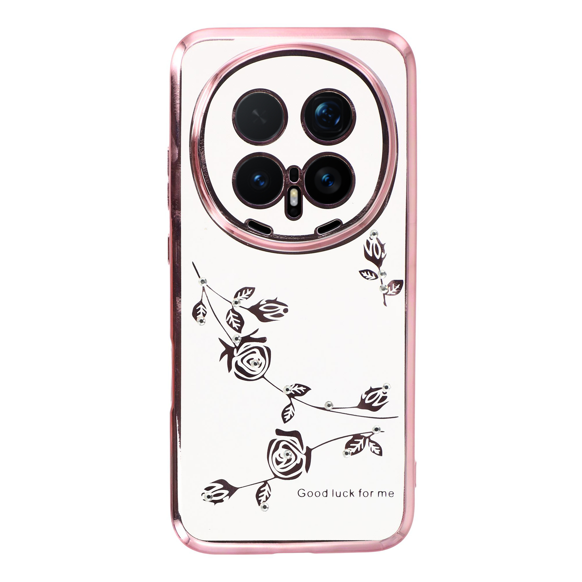 KADEM For Honor Magic8 Pro 5G Case Flower Rhinestone Decor TPU Phone Cover - Rose Gold