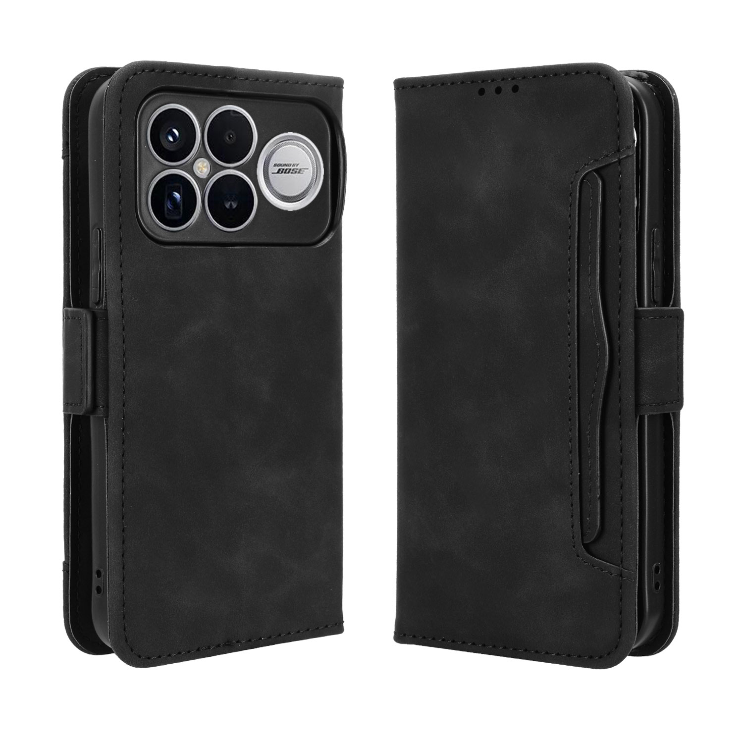 For Xiaomi Poco F8 Ultra / Redmi K90 Pro Max 5G Leather Case Phone Wallet Cover with Multiple Card Slots - Black