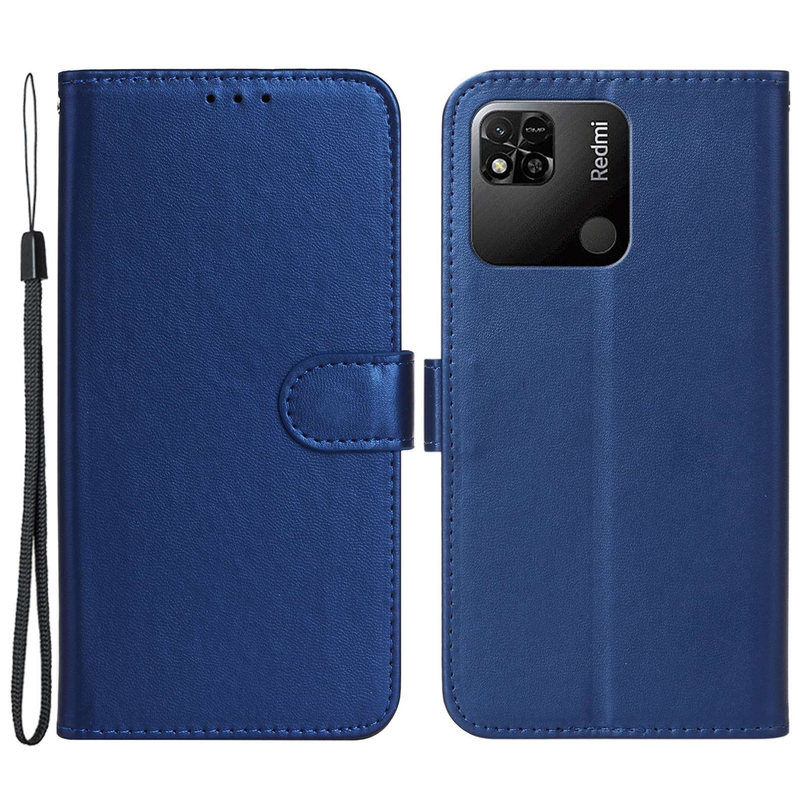 

Für Xiaomi Redmi 10A Full Protection Phone Case Wallet Stand PU Leder Handy -handyabdeckung Mit Riemen - Blau, Xiaomi Redmi 10A