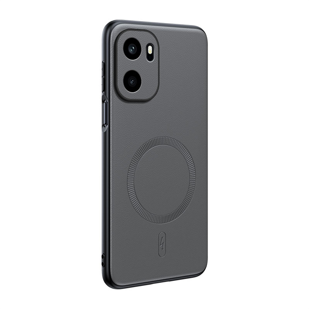 For OnePlus 15R 5G / Ace 6T 5G / Ace 6 5G Magnetic Case Leather Coated TPU + PC Phone Cover - Grey