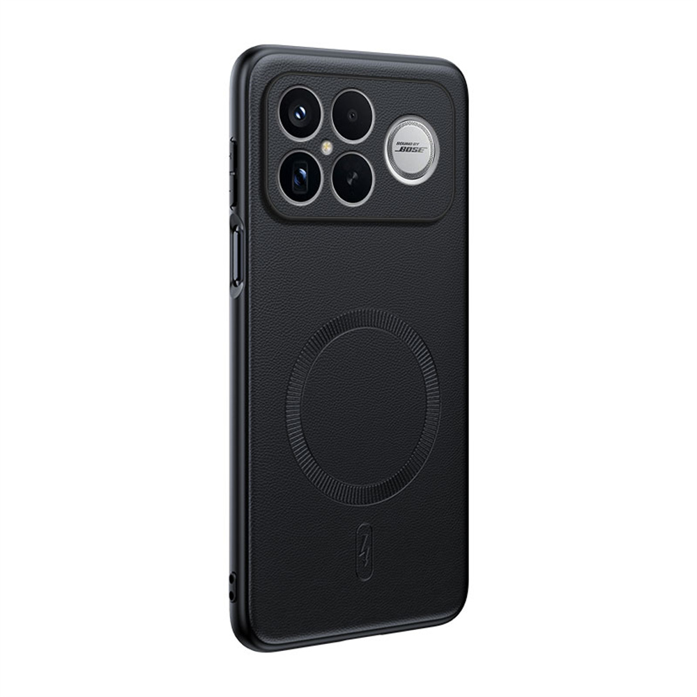 For Xiaomi Redmi K90 Pro Max 5G / Poco F8 Ultra Case Magnetic Case Leather Coated TPU + PC Phone Cover - Black